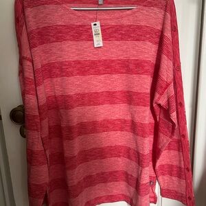Talbots Red and Pink Striped Long Sleeve Tee